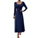 thumbnail image 1 of Vestido Vestido ajustado con cintura trasera, vestido informal largo liso para mujer, traje diario básico Ygjytge Azul marino T XL para Mujer, 1 of 8