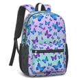 thumbnail image 2 of Butterfly and Blue Purple Pattern 17" Waterproof Oxford School Backpacks for Teens, S-Shape Padded Straps, for School, Travel, Hiking, Camping, 2 of 5