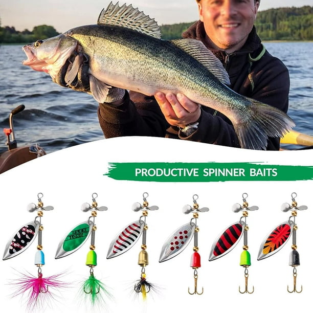  Zxb-shop Lures Freshwater/Saltwater Fishing Lures for Bass  Spinner Lures Lures Trout Lures Hard Spinner Baits Kit Lure Bait (Color :  A) : Sports & Outdoors