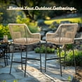 thumbnail image 6 of JOIVI Outdoor Wicker Bar Stools, 2 Piece Patio Bar Height Chairs with Cushions, All-Weather Rope Height Stools w/ Armrest and Footrest for Indoor, Garden, Poolside, Lawn, Backyard, Beige, 6 of 8