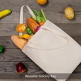 thumbnail image 6 of 24-Pack Cotton Tote Bags with 4" Gusset, 15"x16"x4" Economical Lightweight Reusable Grocery Shopping Cloth Bags, Bulk Blank Plain Totes for DIY, Vinyl, Sublimation, Gift (Natural), 6 of 6