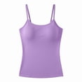 thumbnail image 3 of Fatuov 3-Pack Camisole Tank Tops for Women with Built-in Bra, Soft Stretchy Slim Fit Spaghetti Strap Undershirt, Crew Neck, Sleeveless Ribbed, Yoga, Casual, Going Out Cami Tops, 3 of 6