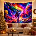 thumbnail image 3 of Mountain Lake Solitary with Astronaut Standing Jagged Rocky, Mystical Fantasy for Space Lovers, Galaxy Room Decor, Graduation Gift, Tapestry Wall Hanging for Bedroom and Dorm, 3 of 7