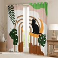 thumbnail image 2 of jejeloiu Modern Abstract Geometric Black Out Curtains,Cute Black Cat Curtains Pack of 2 (42x63 Each),Tropical Botanical Monstera Leaf Bedroom Curtains For Girls Boys,Breathable Home Decor, 2 of 6