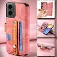thumbnail image 6 of Decase Fashion Anti-Scratch Case for Motorola Moto G 5G (2024) Shockproof Wallet Cover with RFID Blocking Wrist Strap Flip Credit Card Holder Slot, Folio PU Leather+TPU Bumper Back Cover,Pink, 6 of 6