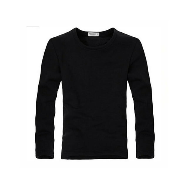 Sonducket Top básico para hombre, ropa interior cálida de manga larga con cuello redondo, Base para clima frío, ropa de Color sólido, Jersey, Camisetas SG Negro Tipo 2