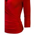 thumbnail image 4 of KOGMO Womens 3/4 Sleeve Side Wrap Ruched Shirred Slim Fit V-neck Top Shirts, 4 of 7
