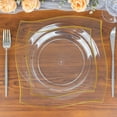 thumbnail image 6 of Balsa Circle 10 Square Clear 8" Disposable Salad Plastic Plates Wavy Gold Trim Party Events Tableware Decorations, 6 of 8