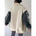 thumbnail image 2 of Stylish Color Block Drop Shoulder Jacket Soft, Loose Fit, Long Sleeve Snap Front Wear, 2 of 5