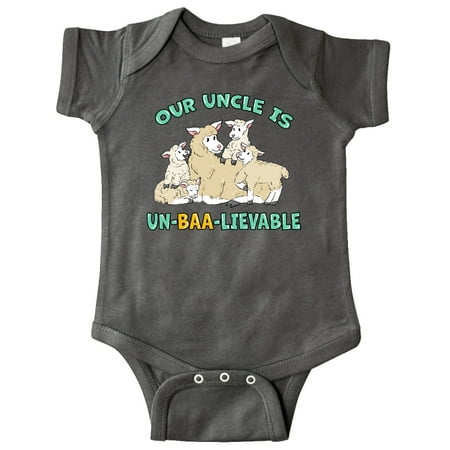 

Inktastic Our Uncle Is Un-BAA-lievable with Cute Sheep Family Gift Baby Boy or Baby Girl Bodysuit
