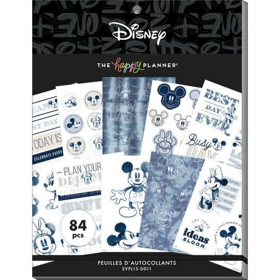 The Happy Planner Disney© Mickey Mouse & Minnie Mouse Indigo Large Value Pack Stickers