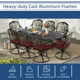 thumbnail image 6 of 9-Piece Patio Cast Aluminum Dining Set, Outdoor Dining Furniture Set for 8 Person, Includes 84" Oval Table and 8 Swivel Dining Chairs with Umbrella Hole for Patio Deck Garden, Red, 6 of 8