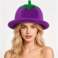 thumbnail image 2 of OOOUM Plush Funny Hat For Adults Fruits Shape Scalloped Brim Party Hat Holiday Gathering Festive Plush Hat Purple, 2 of 6