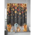 thumbnail image 5 of Fall Shower Curtain Pumpkin Shower Curtains for Bathroom Thanksgiving Decor, Waterproof Polyester Shower Curtain Set with Hooks, Extra Long 72" x 84" Sunflower Maple Leaves Bird Balck, 5 of 6