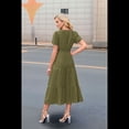 thumbnail image 3 of Vestido Verde XXL con Escote en V, Mangas Abullonadas y Pliegues, 3 of 4