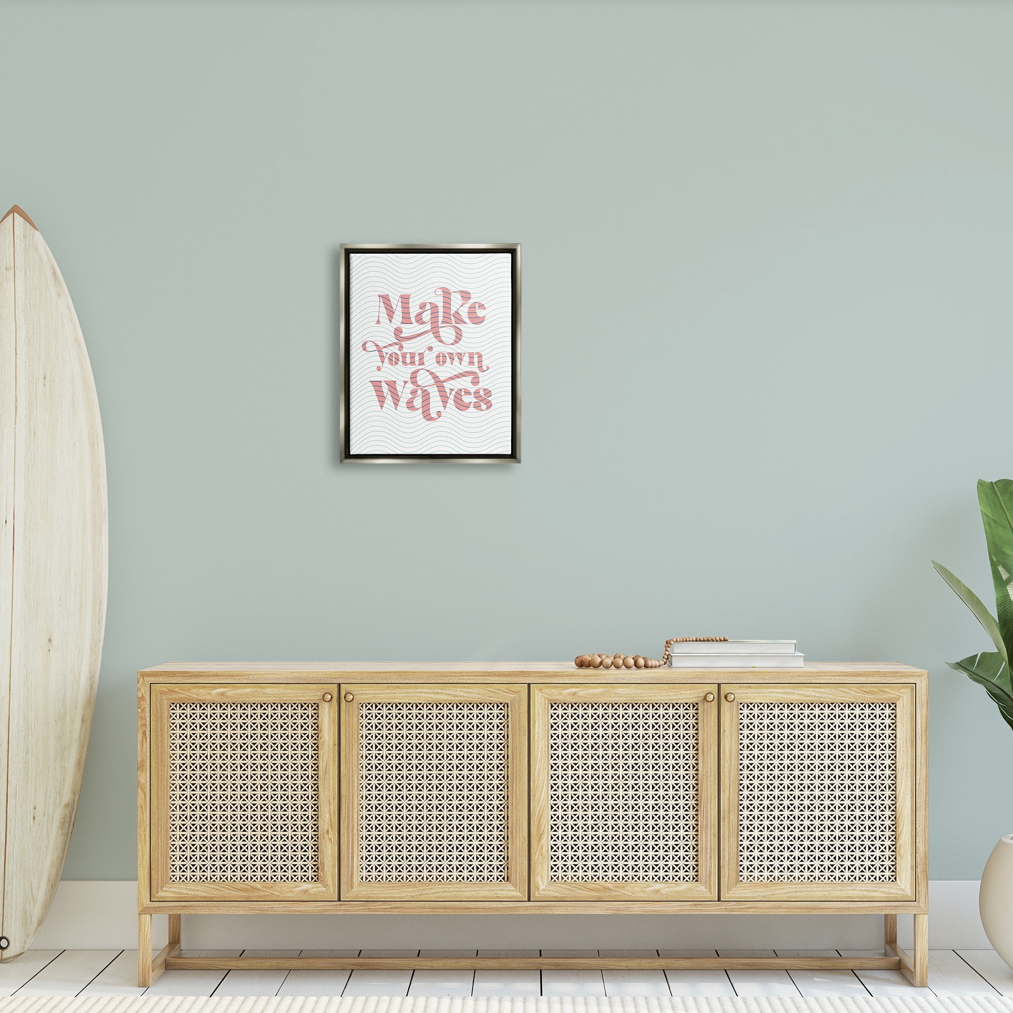 Stupell Industries Make Your Own Waves Groovy Patterned Stripes Graphic Art Luster Gray Floating Framed Canvas Print Wall Art, Design by Daphne Polselli