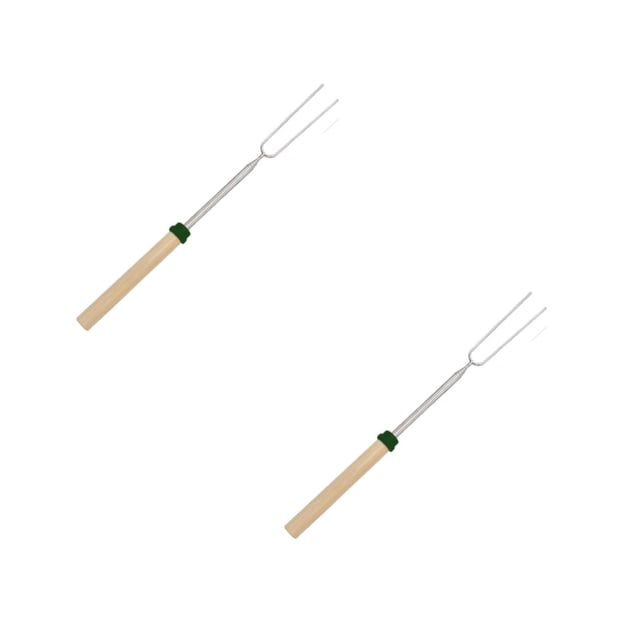 Oleegame 2PC Extendable Stainless Roasting Sticks 5 Pack 32" For S' Hot Dogs And Fire Green