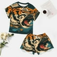 thumbnail image 4 of Tiger Animal Graffiti Pajamas Set Womens Loungewear Sleepwear 2 Piece PJ Sets, 4 of 7
