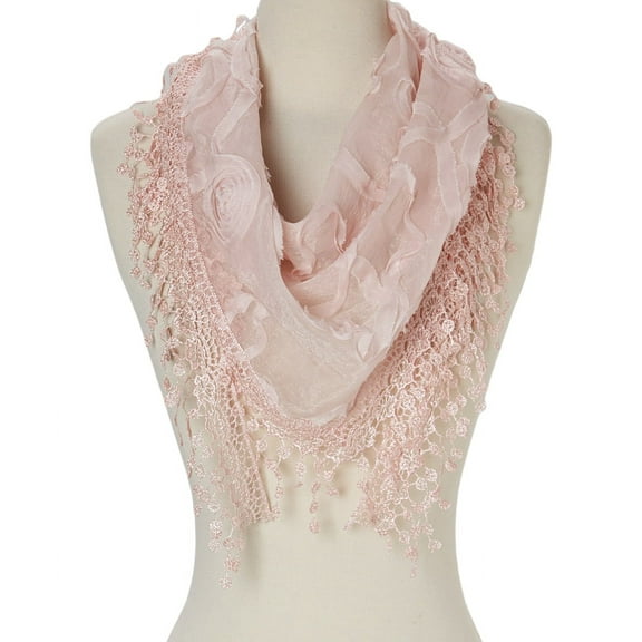 Lightweight Triangle Floral Fashion Lace Fringe Scarf Wrap for Women