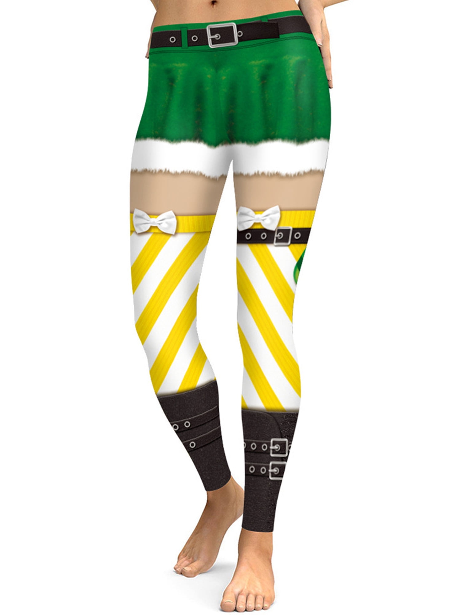 Lallc Women's Christmas Trousers Stretchy Xmas Yoga Leggings Gym