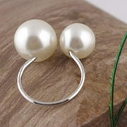 CTUELOVE Cute Lovely U-shaped Opening Adjustable Size Pearl Ring Elegant Girls Ring Gifts
