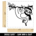 thumbnail image 2 of Christmas Hanging Sloth with Candy Cane Self-Inking Rubber Stamp Ink Stamper - Sky Blue Ink - Small 1 Inch, 2 of 7