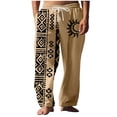 thumbnail image 2 of Pantalones largos para hombre, cintura elástica, transpirables, cómodos, suaves, informales, de playa, de poliéster., 2 of 5