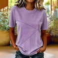thumbnail image 6 of Plus Size Women's Relaxed Fit Round Neck Short Sleeve Printed T Shirt Blouse Comfy Breathable Work Casual Daily Wear | CSEONE,Purple 2XL, 6 of 7
