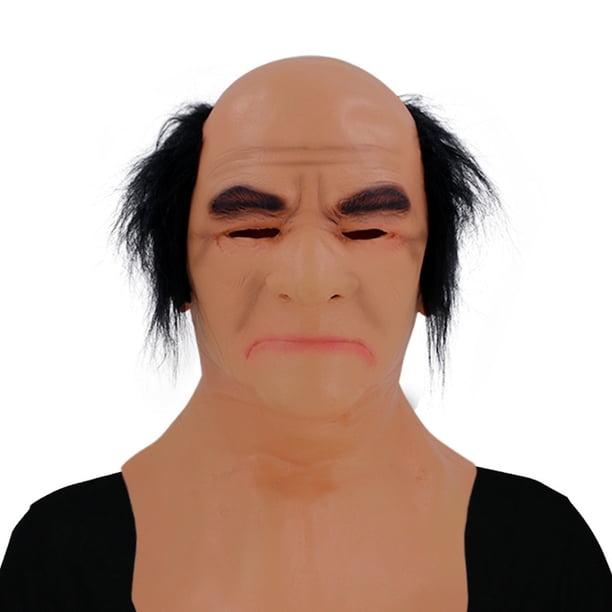 Máscara de disfraces para Halloween, máscara de látex para hombre viejo y calvo