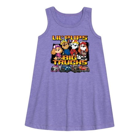 

Paw Patrol - Lil Pups Big Trucks - Toddler and Youth Girls A-line Dress