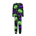 thumbnail image 4 of Halloween Pajamas, Halloween Matching Family Pajamas Green Pumpkin Bat Print Long Sleeve 2Pcs Pj Set Soft Sleepwear Nightwear Loungewear Holiday Party Costume Festive Cool Spooky Season for Family, 4 of 6