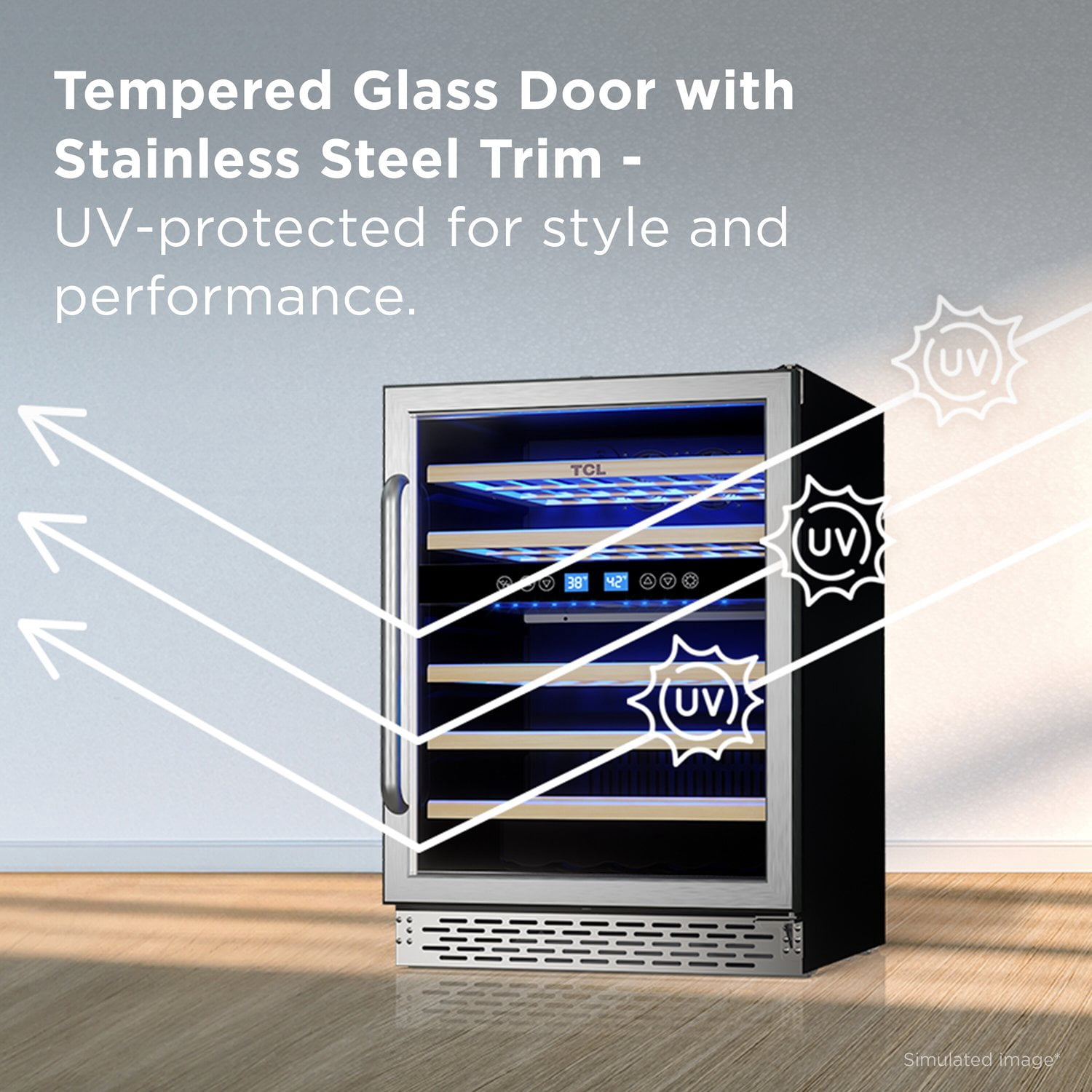 TCL Stainless Steel Single Door 46 Bottle Wine Cooler for Kitchen, Bedroom & Office, 5.1 Cu. Ft.