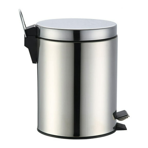 5L Stainless Steel Trash Can with Silent Closing Lid, Kitchen & Bedroom Waste Bin