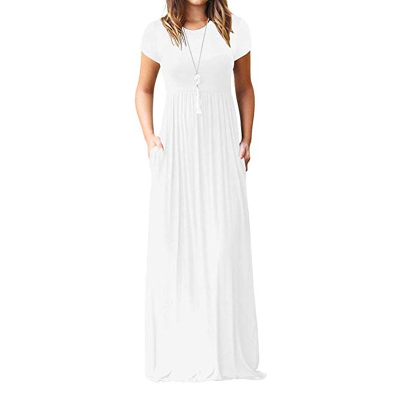 white long sleeve maxi dress with pockets