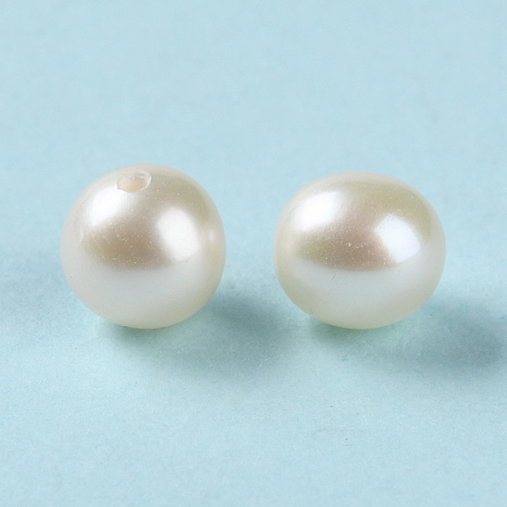 Natural Cultured Freshwater Pearl Beads Half Drilled Grade 4A Round WhiteSmoke 5.5~6mm Hole: 0.9mm