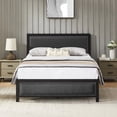 thumbnail image 1 of Twin/Full/Queen Upholstered Bed Frame with Wooden Slat Support and Wing Side, Metal Platform w/Upholstered Headboard Footboard My Lux Decor Round, 1 of 7