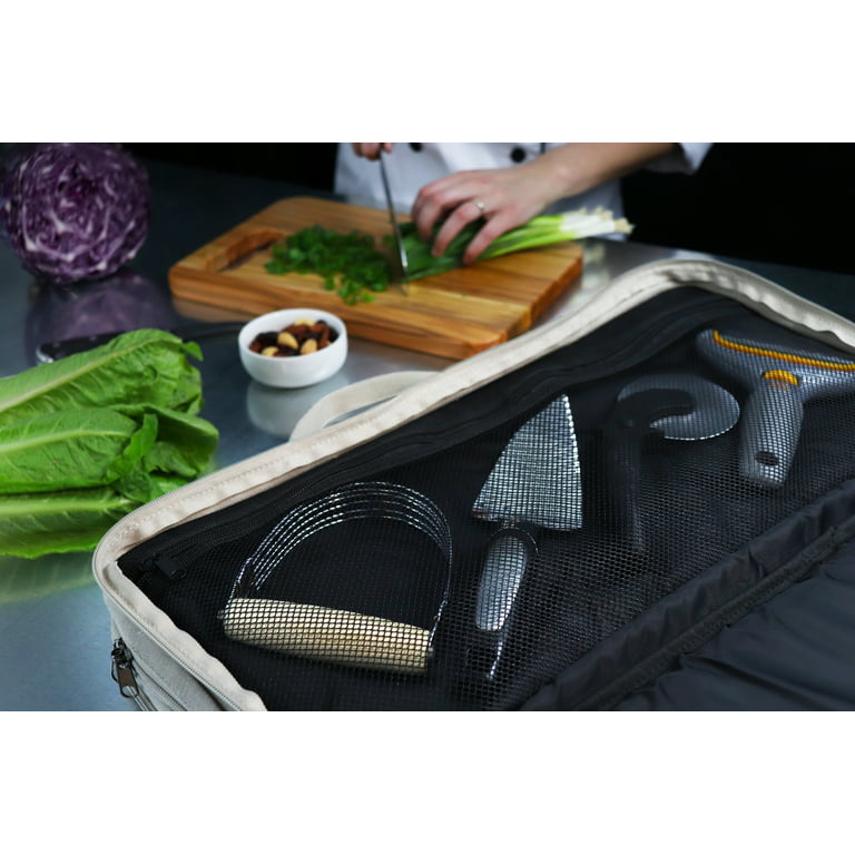 Chef's Knife Bag Holds 10 Knives PLUS a Meat Cleaver AND Zipped Tool Pouch!  Noble Home & Chef's Durable Knife Case Includes Shoulder Strap, Handle, and  Business Card Holder. (KNIVES NOT INCLUDED) 