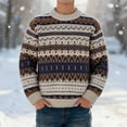 thumbnail image 2 of Retro Jacquard Knit Sweater Men Winter Striped Graphic Sweater Color Coffee Size M, 2 of 4