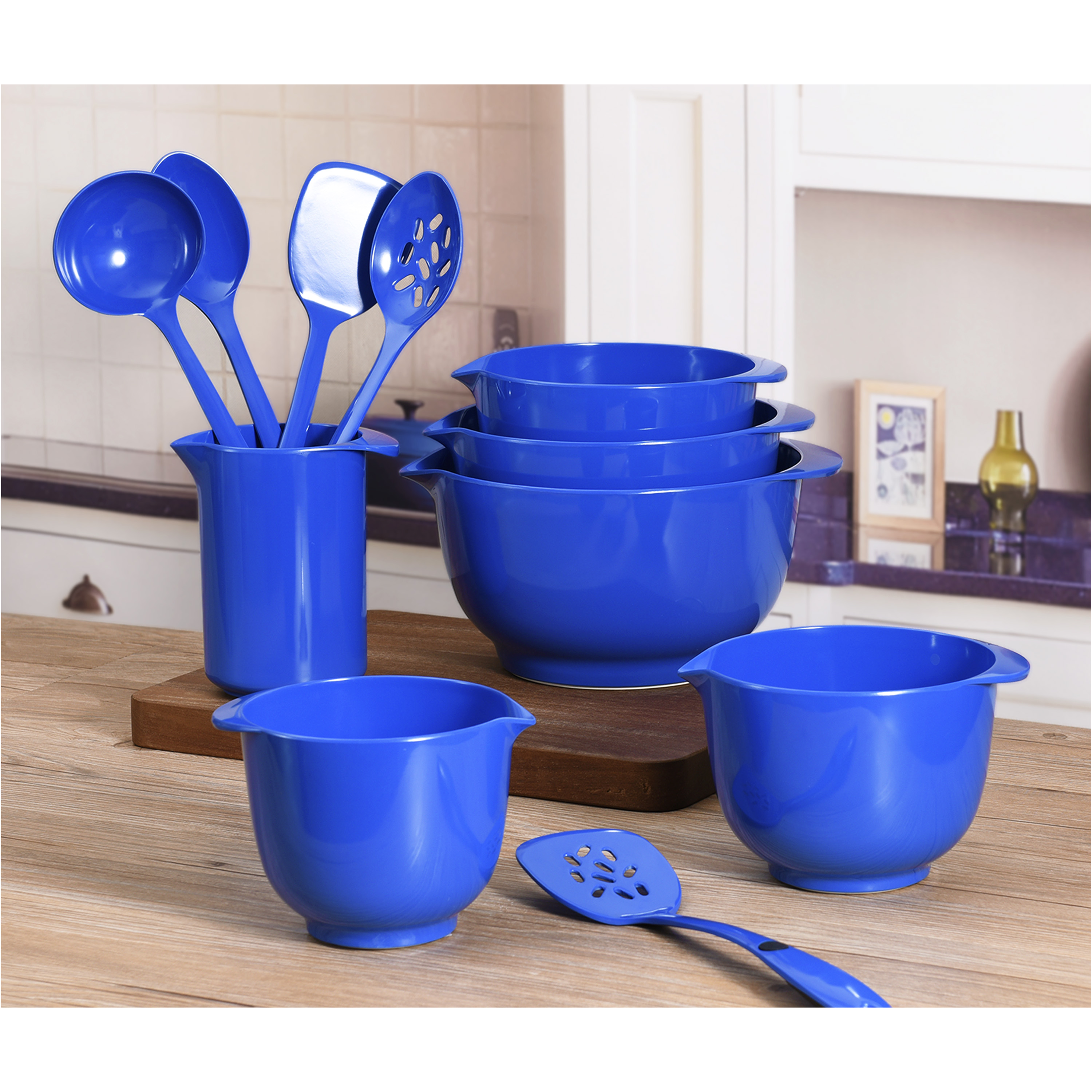 Discontinued - Last Chance Clearance! Mainstays 11PC Melamine Mixing Bowl and Utensil Set- Blue - image 4 of 4