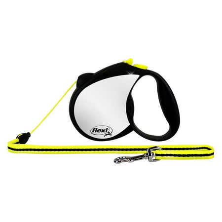 Flexi RFLCT L Large Black and Neon Yellow Reflective Retractable Dog