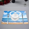 thumbnail image 2 of MKHERT Tropocal Beach and Sea Love Heart of Clouds On Blue Sky Placemats Table Mats for Dining Room Kitchen Table Decoration 12x18 inch,Set of 6, 2 of 4
