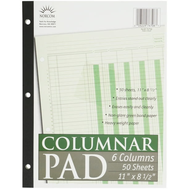 norcom-50-sheets-6-column-columnar-pad-11-in-x-8-5-in-76706-walmart