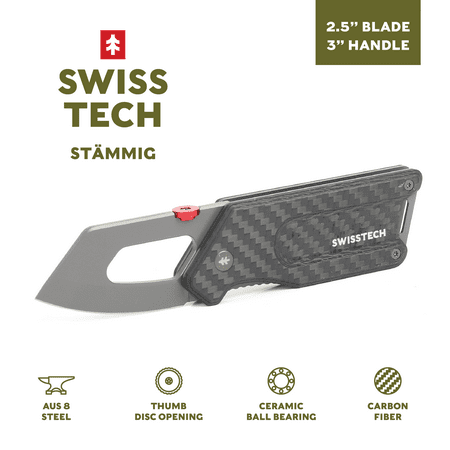 Swiss Tech 5.5 Ball Bearing Assisted Folding Pocket Knife 2.5 AUS-8 Steel 3 Carbon Fiber Handle with Money Clip Multi-Color