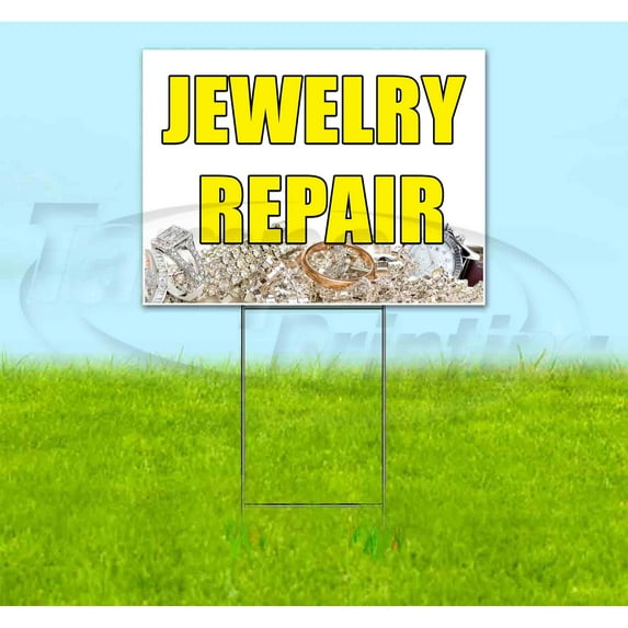 Jewelry Repair (18" x 24") Yard Sign, Includes Metal Step Stake
