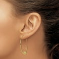 thumbnail image 3 of 14K Yellow Gold Wire Hoops Diamond-cut Bead Earrings - 34.9mm, 3 of 6