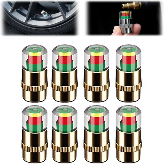 Tire Pressure Monitoring Valve, 2.4Bar 36 PSI Tire Pressure Sensor Indicator Easy to Read 3 Color Eye Alert, Fit for Most Cars (8 pcs)