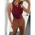 thumbnail image 5 of REORIA Tank Bodysuit for Women Halter Neck Sleeveless Ribbed Bodysuit Basic Tank Tops, 5 of 9