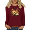 thumbnail image 2 of VKOYWKM Women's Thanksgiving Tops Halloween Pumpkin Graphic T Shirt Long Sleeve Fall T-Shirt Thankful Grateful Blessed Blouses Loose Fit Tunic Top, 2 of 3