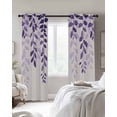 thumbnail image 3 of Purple Ombre Botanical Blackout Curtains 54 Inches Long for Bedroom, Watercolor Pastoral Leaf Farmhouse Thermal Insulated Room Darkening Black Out Window Curtain Panels Grommet Drapes for Living Room, 3 of 8