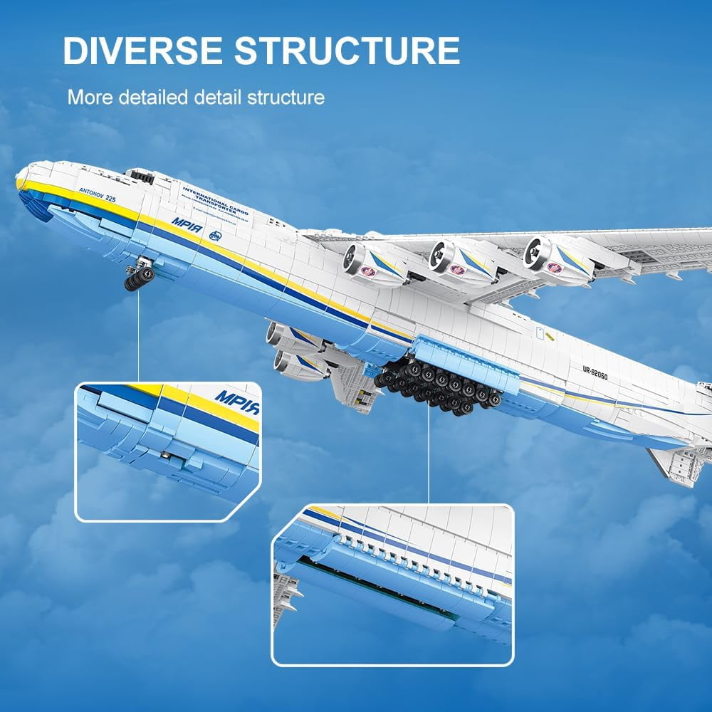 An-225 Large Transport Aircraft Building Blocks Set, 5350 Pcs  Moc  Airplane Model Building Kits, Military Fan Model Collection Educational Toys Gifts